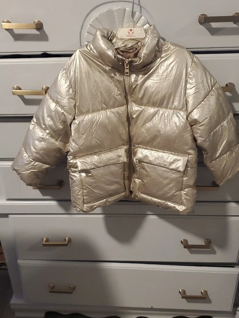 Zara Metallic Gold Puffer Jacket for Kidsize 3-4 Years